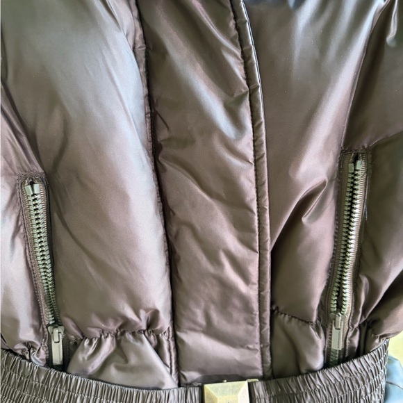 BCBGMaxAzria Dark Army Green Puffer Vest with Belt - Picture 9 of 10